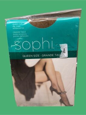 Sophi Queen Size Day Sheer Pantyhose Reinforced Toe 160-190lbs Beige